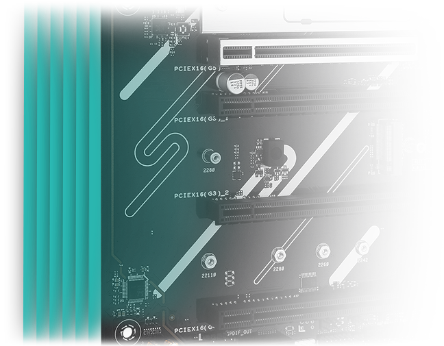 The B650E MAX GAMING WIFI motherboard features Six-Layer PCB Design.